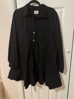 Tuckernuck Black Ruffle Hem Shirt Dress – Women’s XXL